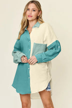 Double Take Textured Cotton Button-Up Shirt - Whispering Desires Shoppe