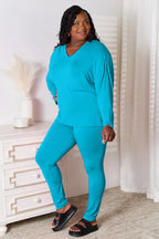 Basic Bae V-Neck Lounge Set – Soft Long Sleeve - Whispering Desires Shoppe