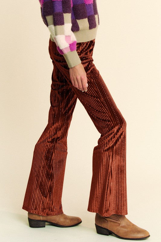 Davi & Dani Elastic Waist Knit Flare Pants - Whispering Desires Shoppe