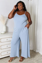 Basic Bae V-Neck Spaghetti Strap Jumpsuit - Whispering Desires Shoppe