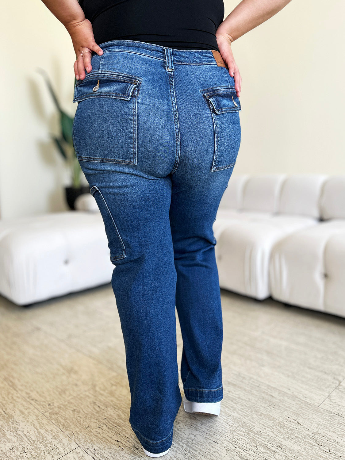 Judy Blue High Waist Straight Cargo Jeans - Whispering Desires Shoppe