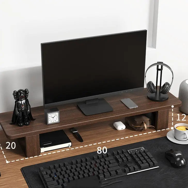 Computer Monitor Heightening Frame Office Desktop Shelf Shelving Solid Wood Storage Bracket - Whispering Desires Shoppe