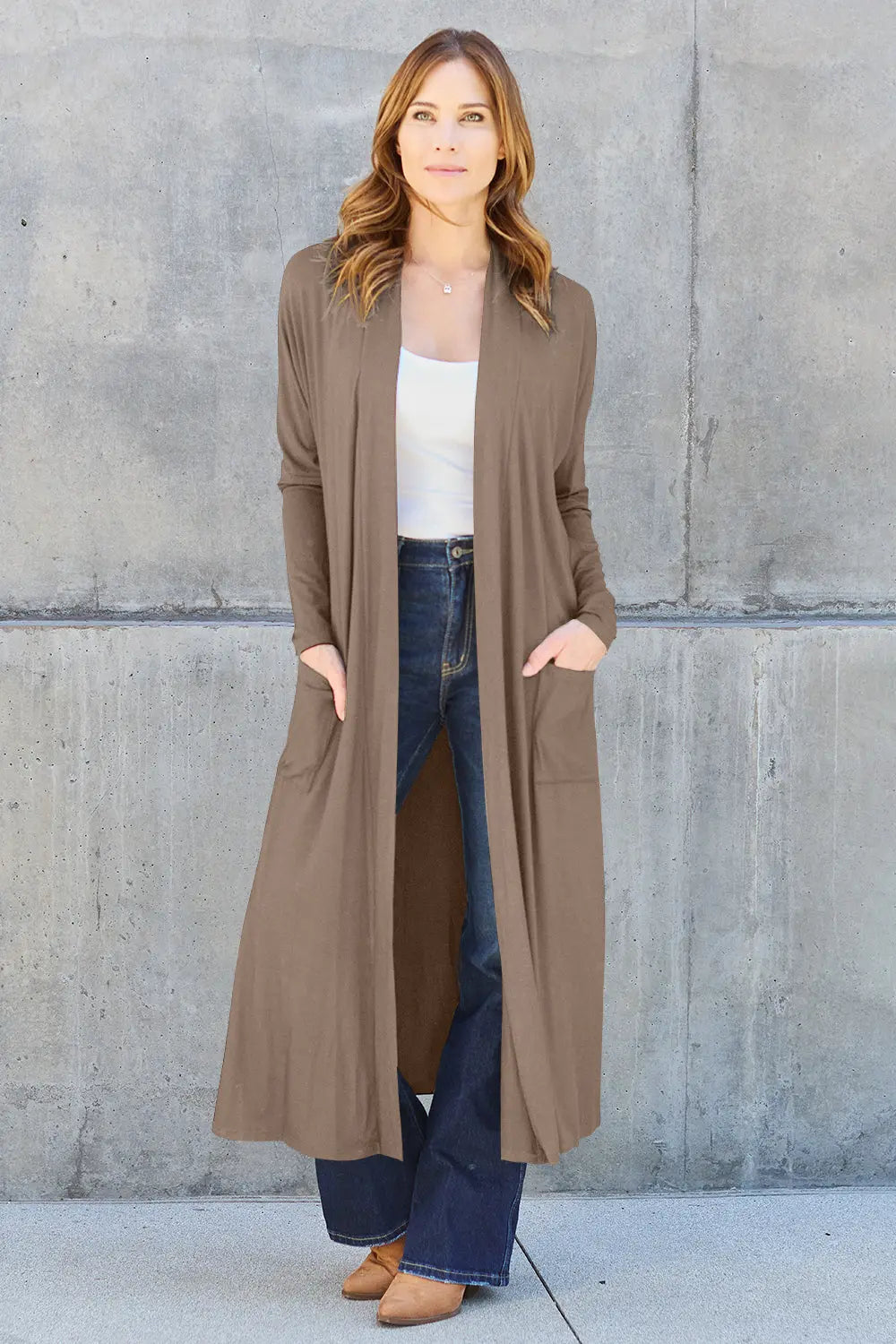 Basic Bae Open-Front Long Sleeve Cover Up - Whispering Desires Shoppe