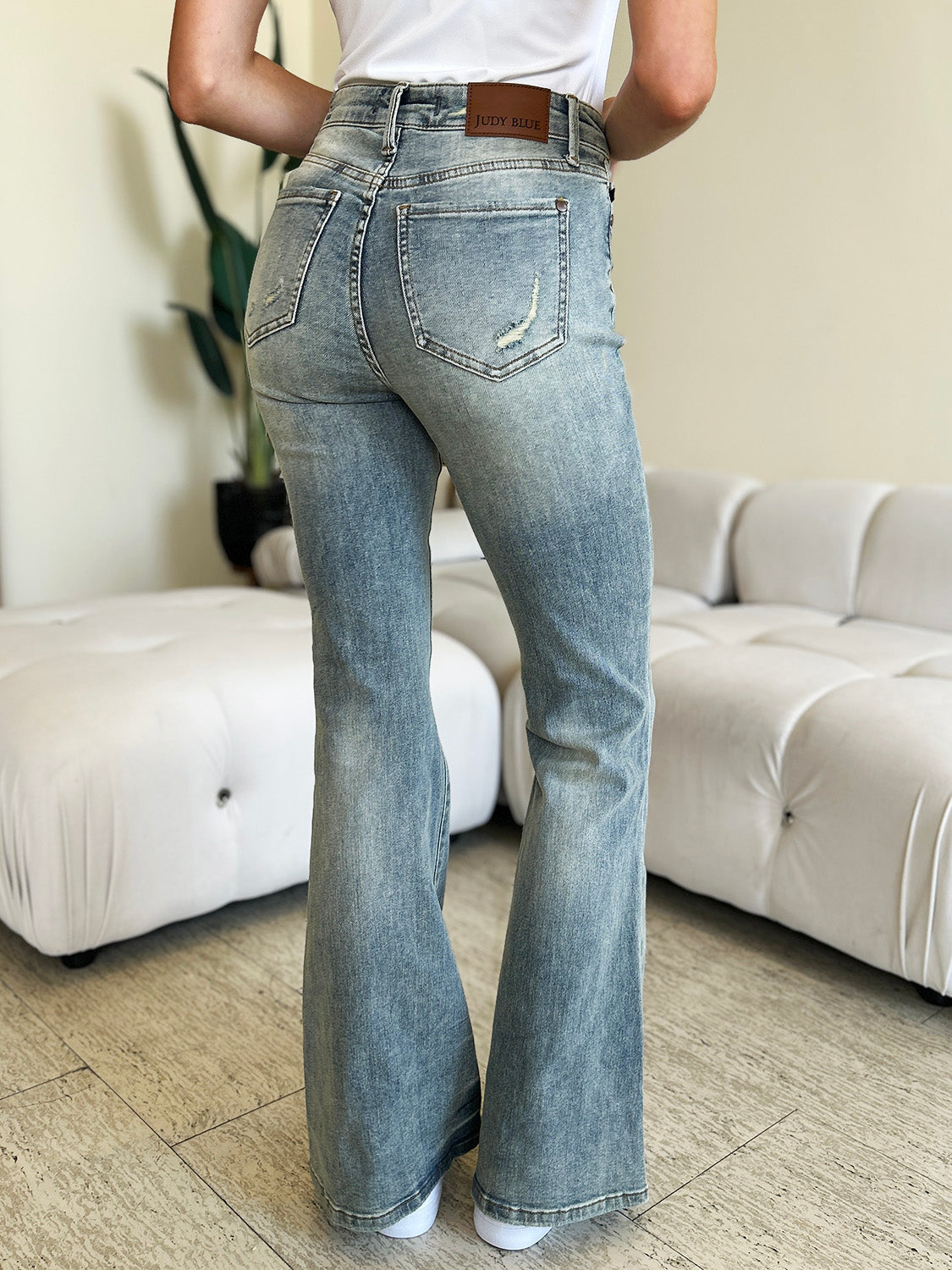 Judy Blue Mid-Rise Flare Jeans — Stretch Retro Fit - Whispering Desires Shoppe