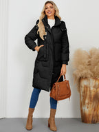 Long Sleeve Longline Hooded Winter Coat - Whispering Desires Shoppe