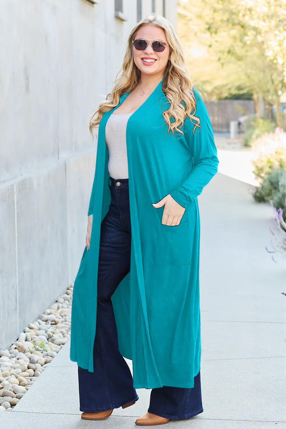 Basic Bae Open-Front Long Sleeve Cover Up - Whispering Desires Shoppe