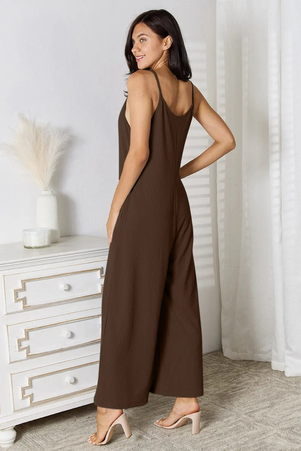 Basic Bae V-Neck Spaghetti Strap Jumpsuit - Whispering Desires Shoppe