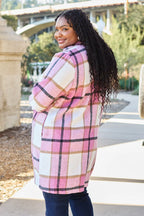 Double Take Full-Size Plaid Lapel Coat - Whispering Desires Shoppe
