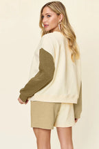 Double Take Drop Shoulder Top & Pocketed Shorts Set - Whispering Desires Shoppe