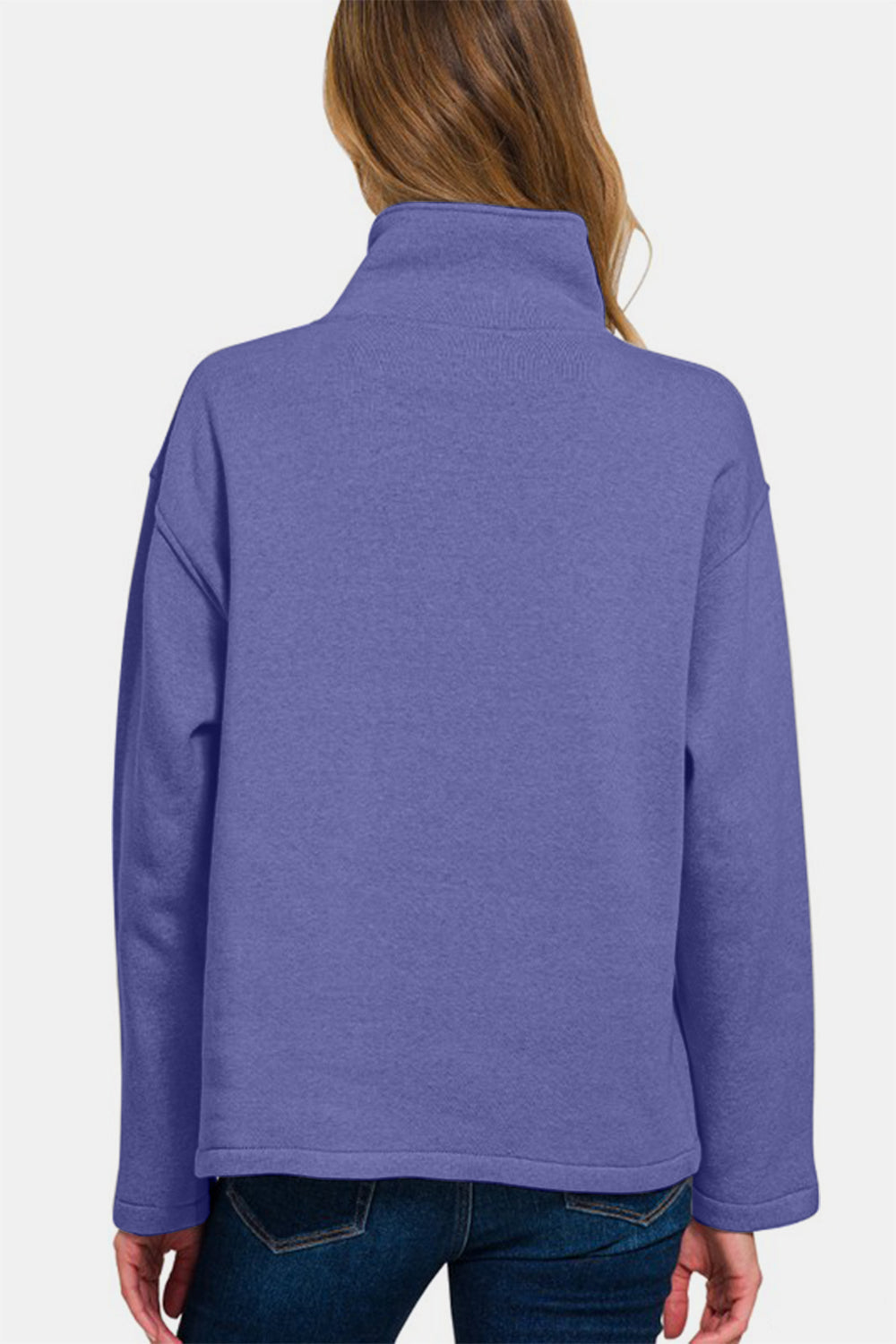 Zenana Turtleneck Half Snap Fleece Sweatshirt - Whispering Desires Shoppe