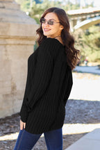 Basic Bae Ribbed Round-Neck Long-Sleeve Knit Top - Whispering Desires Shoppe