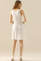 Doublju Ruched Round-Neck Sleeveless Dress w/ Pockets - Whispering Desires Shoppe