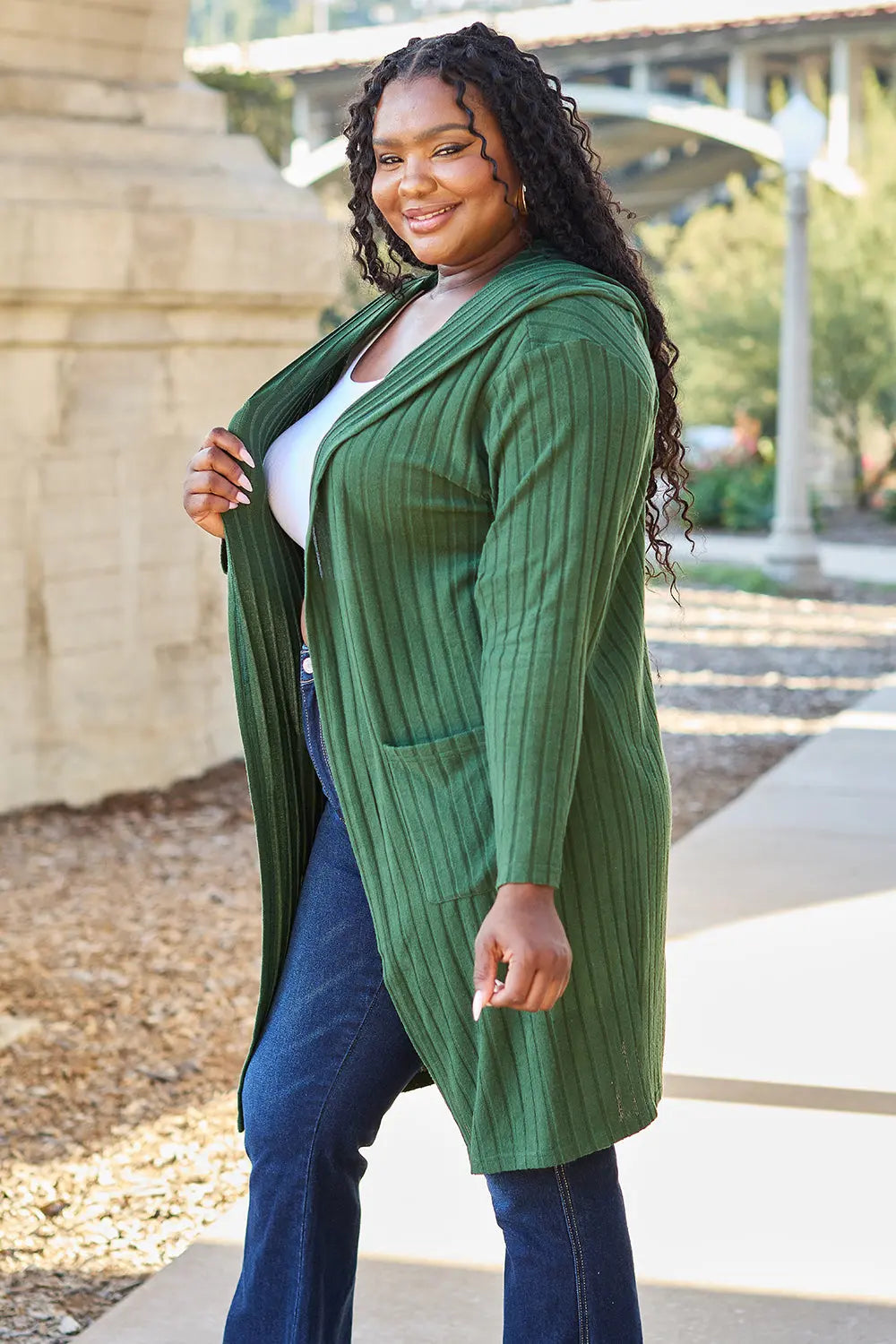 Basic Bae Pocketed Longline Hooded Cardigan - Whispering Desires Shoppe