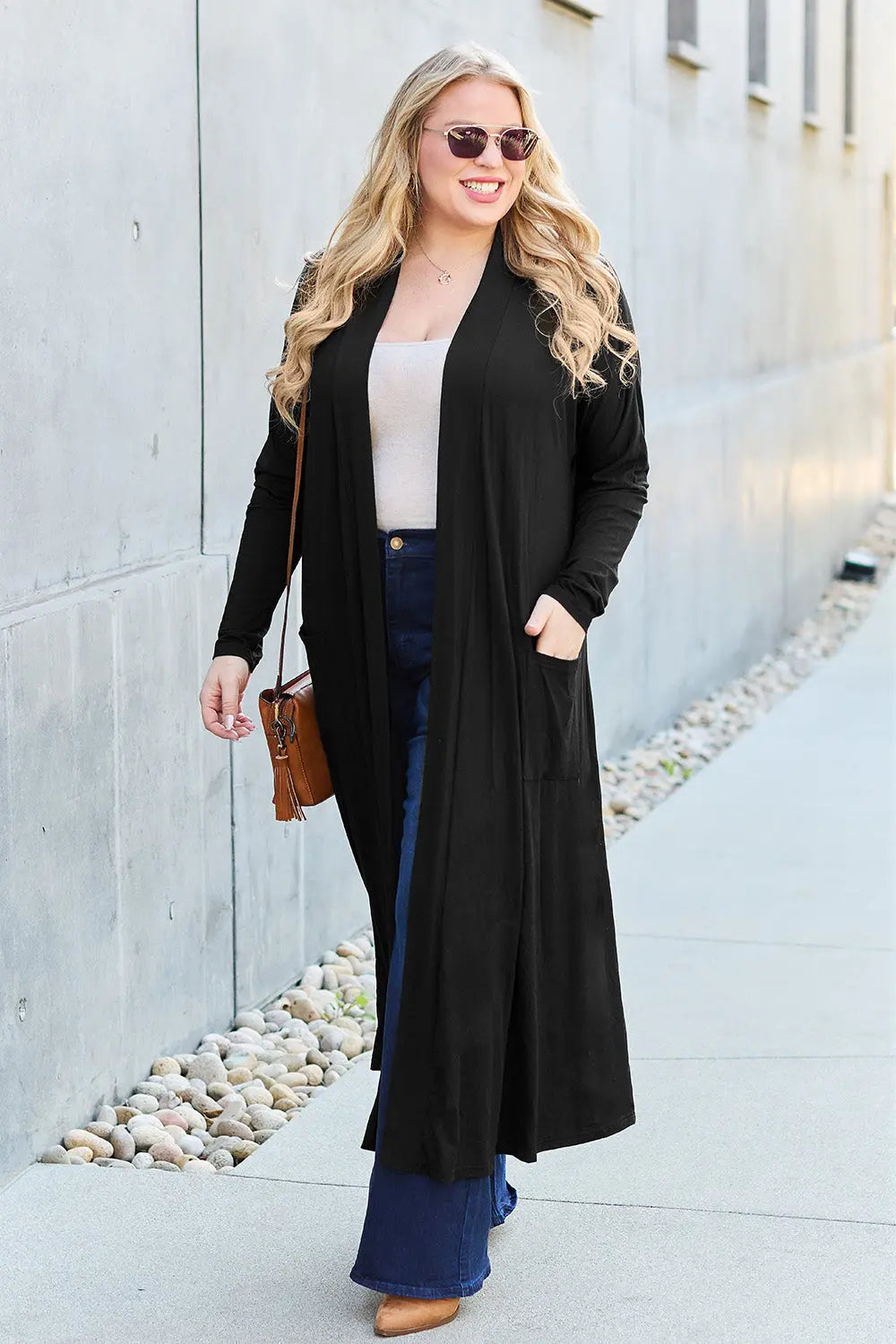 Basic Bae Open-Front Long Sleeve Cover Up - Whispering Desires Shoppe