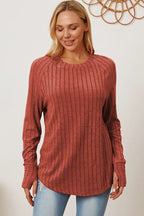Basic Bae Ribbed Thumbhole Long-Sleeve Tee - Whispering Desires Shoppe
