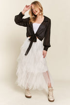ADORA Ruffled Elastic Waist Midi Skirt - Whispering Desires Shoppe