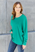 Double Take Full-Size Long Sleeve Round Neck Tee - Whispering Desires Shoppe