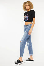 Kancan Mid-Rise Distressed Straight Jeans - Whispering Desires Shoppe