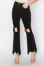 RISEN Distressed Raw-Hem Jeans — Pocketed Stretch - Whispering Desires Shoppe