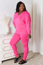 Basic Bae V-Neck Lounge Set – Soft Long Sleeve - Whispering Desires Shoppe