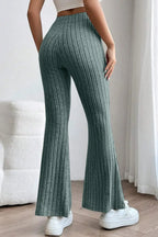 Basic Bae Ribbed High-Waist Flare Pants - Whispering Desires Shoppe