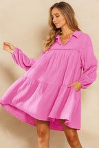 Ces Femme Johnny Collar Balloon Sleeve Mini Dress - Whispering Desires Shoppe