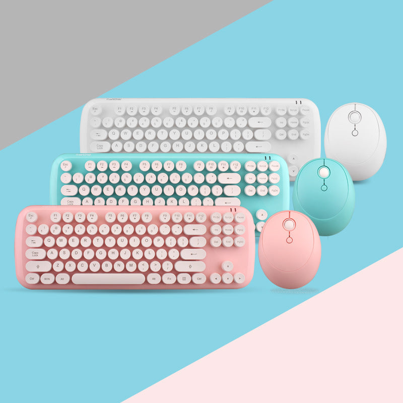 Wireless Keyboard And Mouse Set Girls Color Retro - Whispering Desires Shoppe