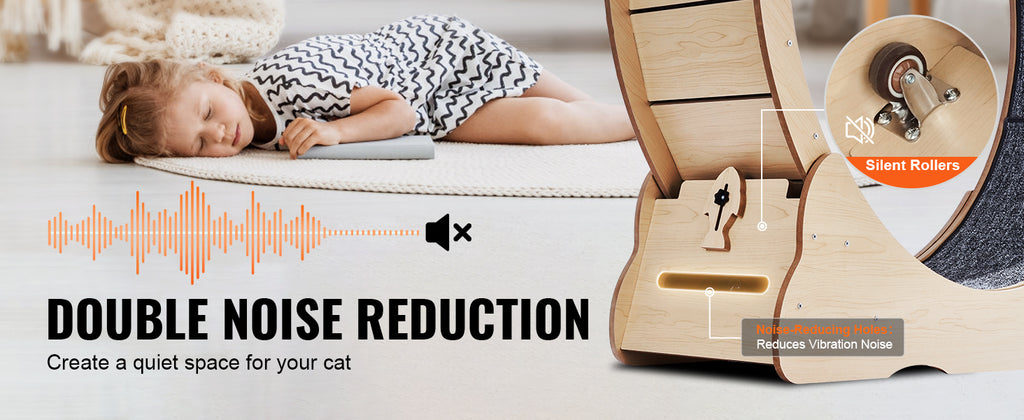 SucceBuy Wooden Cat Exercise Wheel with Removable Carpet