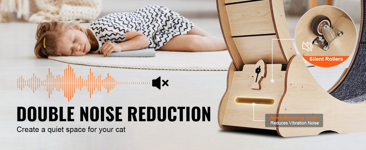 SucceBuy Wooden Cat Exercise Wheel with Removable Carpet