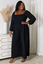 Double Take Square-Neck Jumpsuit with Pockets - Whispering Desires Shoppe