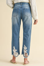Annie Wear Distressed Raw Hem Cropped Jeans - Whispering Desires Shoppe