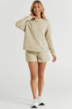 Double Take Textured Long Sleeve Top & Shorts Set - Whispering Desires Shoppe