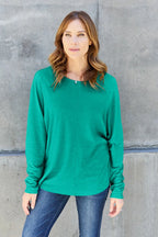 Double Take Full-Size Long Sleeve Round Neck Tee - Whispering Desires Shoppe
