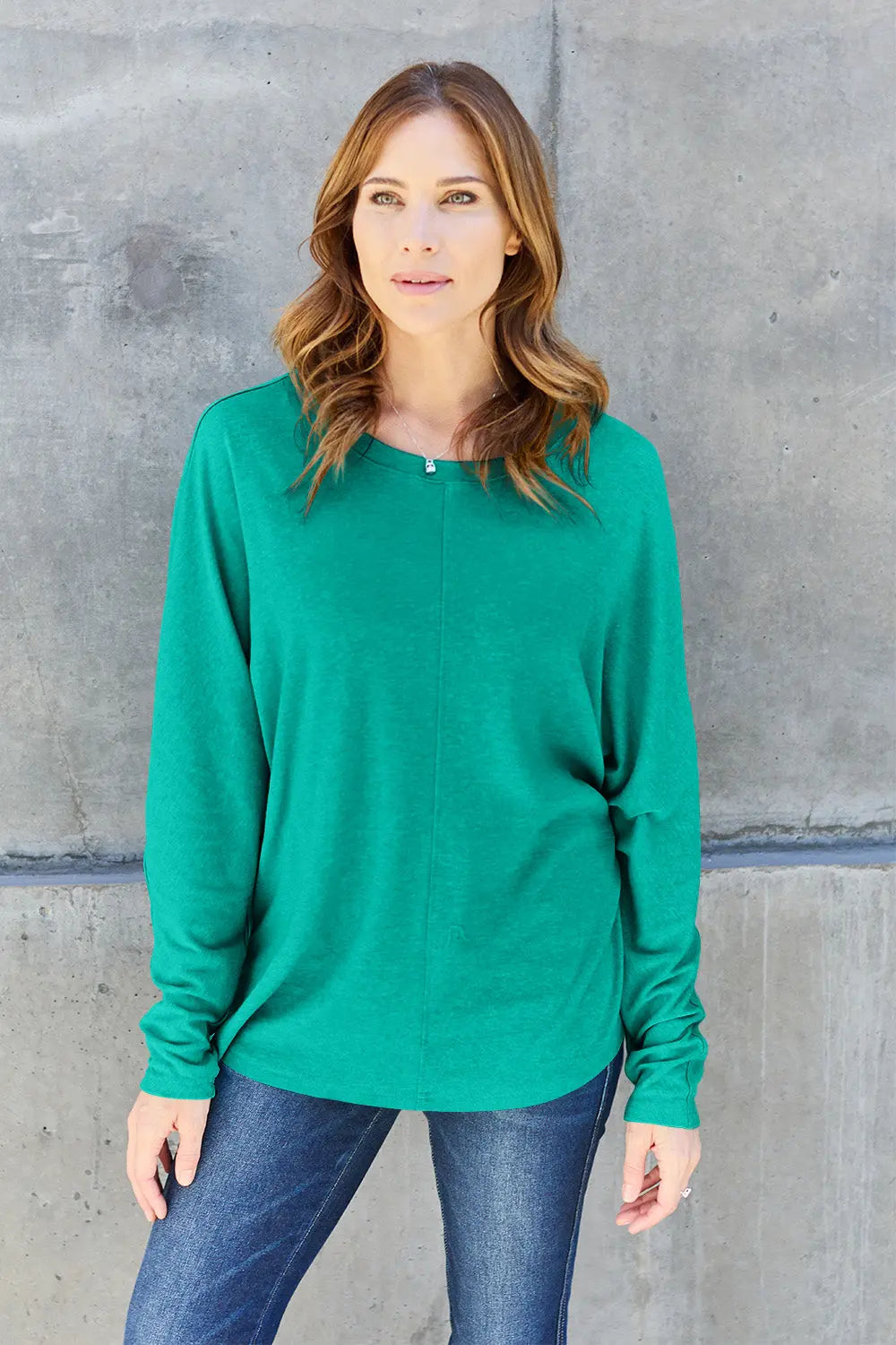 Double Take Full-Size Long Sleeve Round Neck Tee - Whispering Desires Shoppe