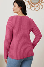 Basic Bae Ribbed V-Neck Long Sleeve Tee - Whispering Desires Shoppe