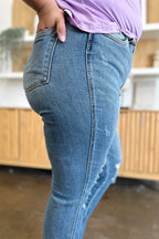Judy Blue Distressed Raw-Hem Bootcut Jeans - Whispering Desires Shoppe