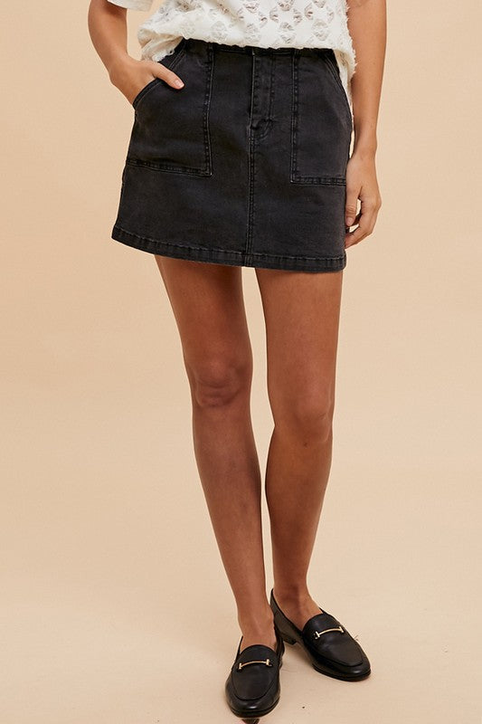 Annie Wear Cargo Denim Mini Skirt - Whispering Desires Shoppe
