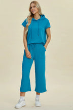 Double Take Textured Drawstring Hoodie & Pocketed Pants - Whispering Desires Shoppe