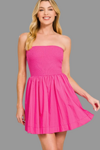 Zenana Combined Knit Tube Top Flare Mini Dress Trendsi