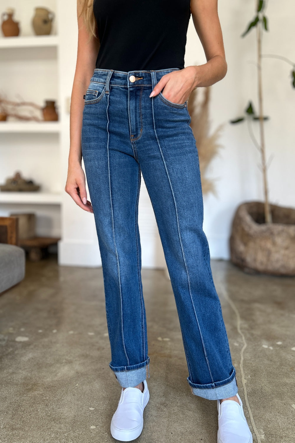 Judy Blue High Waist Front Seam Straight Jeans - Whispering Desires Shoppe