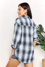 Mandy Women's Plaid Dropped-Shoulder Shirt - Whispering Desires Shoppe