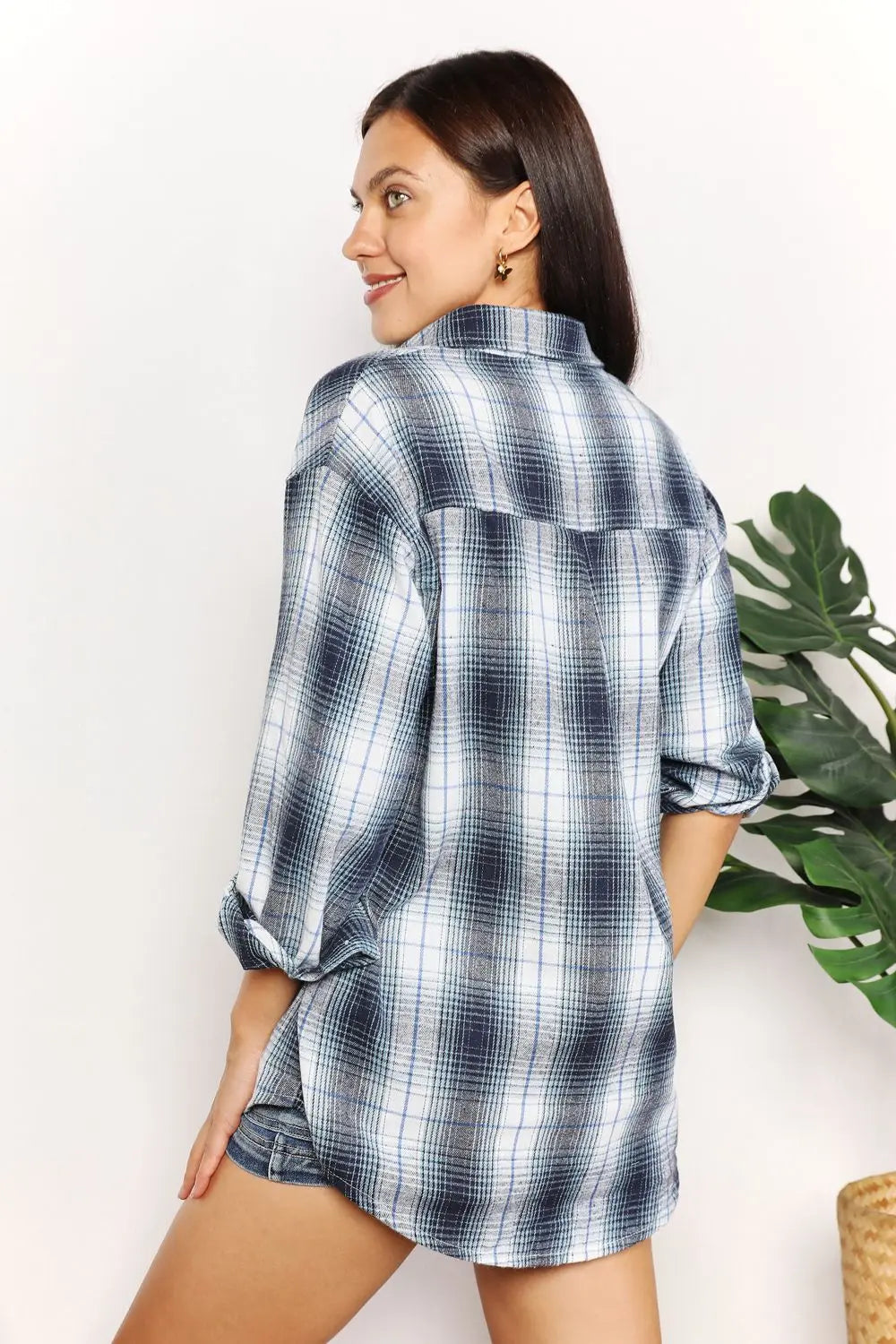 Mandy Women's Plaid Dropped-Shoulder Shirt - Whispering Desires Shoppe