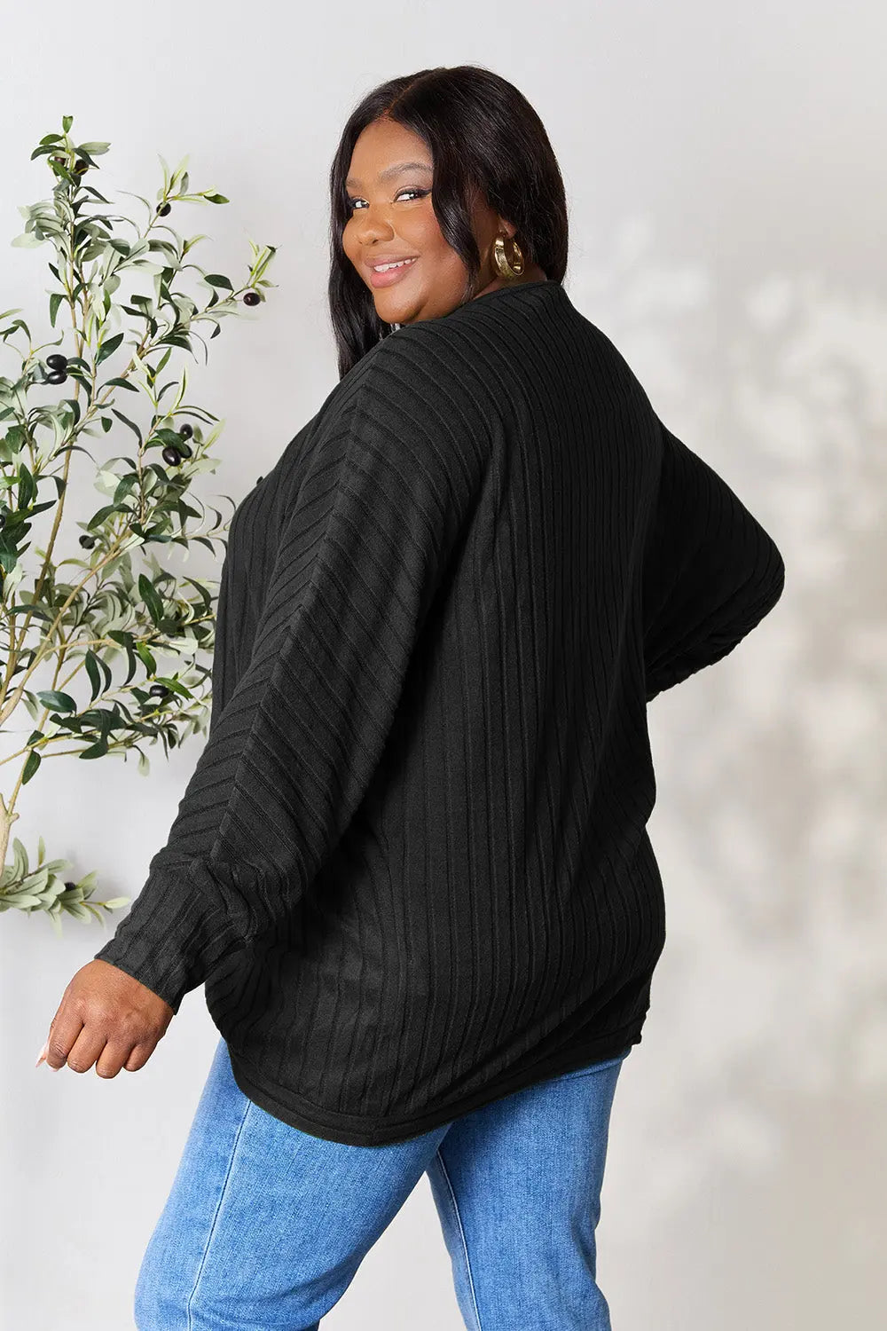 Basic Bae Ribbed Cocoon Cardigan (Full-Size) - Whispering Desires Shoppe