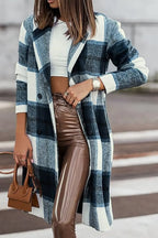Double Take Full-Size Plaid Lapel Coat - Whispering Desires Shoppe