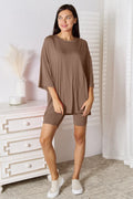 Basic Bae Soft Rayon 3/4 Sleeve Top & Shorts Set - Whispering Desires Shoppe