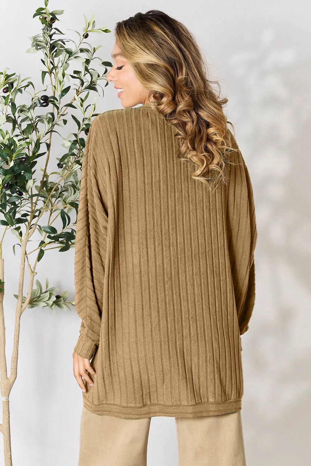 Basic Bae Ribbed Cocoon Cardigan (Full-Size) - Whispering Desires Shoppe