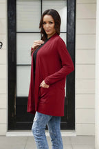 Basic Bae Open-Front Long Cardigan with Pockets - Whispering Desires Shoppe