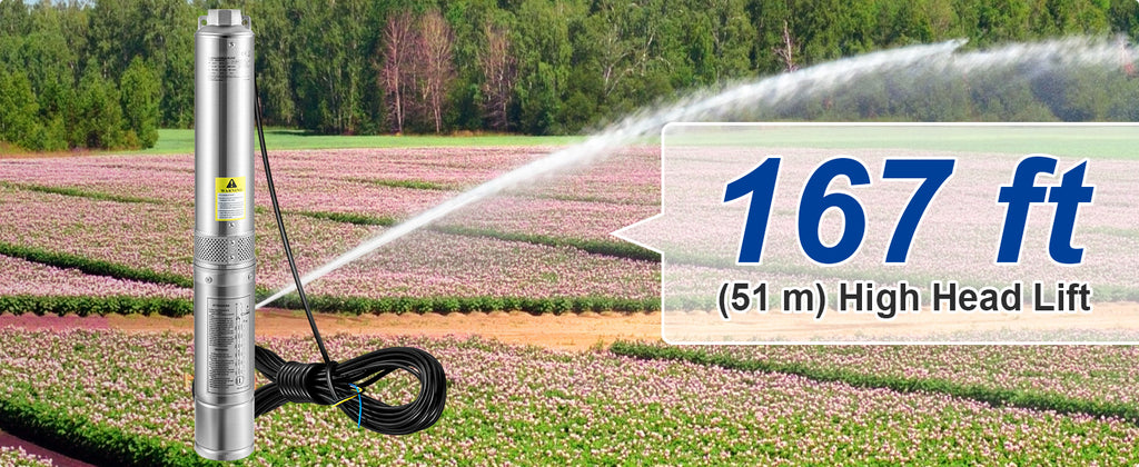 SucceBuy 230V Stainless Steel Deep Well Pump