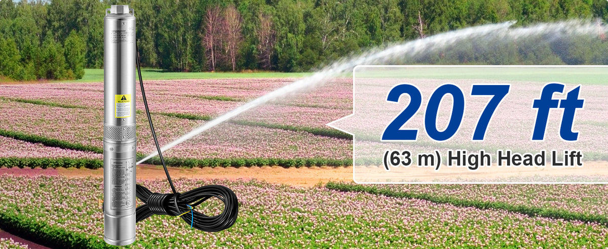 SucceBuy 230V Stainless Steel Deep Well Pump