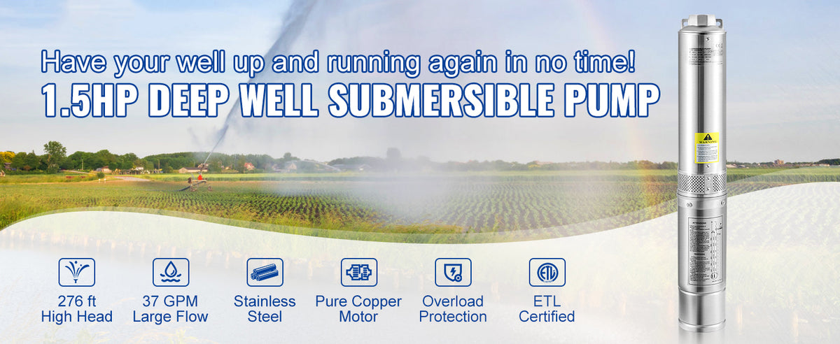 SucceBuy 230V Stainless Steel Deep Well Pump